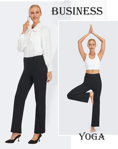 Vista 6 de AFITNE Pantalones de yoga para mujer de 27"29"31"33", pantalones de trabajo elásticos de pierna recta, pantalones casuales de negocios y oficina