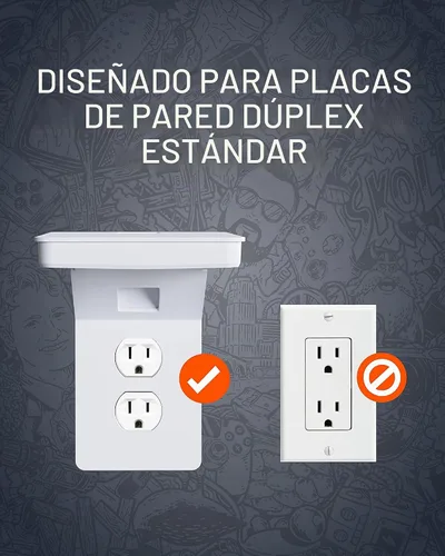 Vista 4 de Estante Echogear para tomas estándar - Almacenamiento de cables integrado y espacio para enchufes voluminosos - Instalación rápida con herrajes