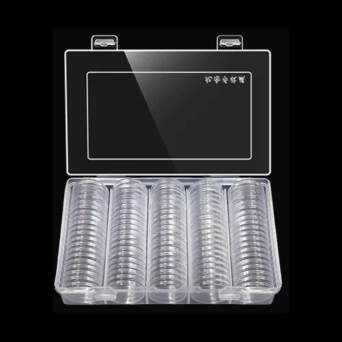 Vista 6 de MUDOR Soporte para monedas de 0.984 in para cuarto de galón, 100 cápsulas de monedas con estuche, caja de almacenamiento de monedas para colección