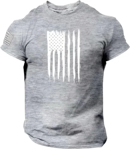 Vista 21 de Camisetas de verano para hombre, estilo casual, ajustado, manga corta, de algodón, patriótica, de Estados Unidos, con bandera americana, camiseta