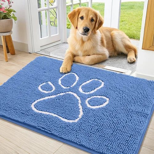 Vista 260 de Smiry Tapete para puerta de perro para patas fangosas, absorbente y Gris y negro