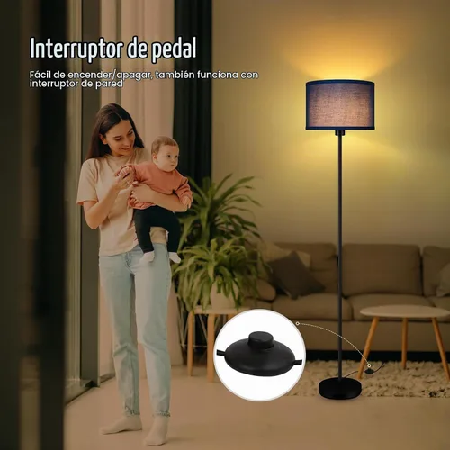 Vista 5 de Lámpara de pie BoostArea azul, lámpara de pie, lámparas de pie pequeñas para sala de estar, lámpara LED alta simple con pantalla, interruptor de pie