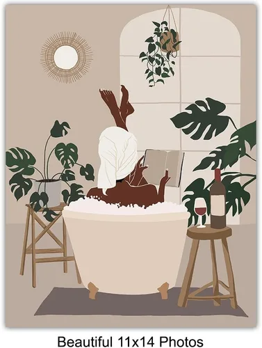 Vista 5 de Black Culture - Accesorios de baño grandes de 11 x 14 pulgadas, arte de pared de mujeres afroamericanas negras, decoración de pared afro, obra