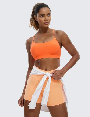 Vista 3 de CRZ YOGA Butterluxe - Brasier deportivo con espalda en Y para mujer, con espalda cruzada, de bajo impacto, tirantes delgados, para entrenamiento