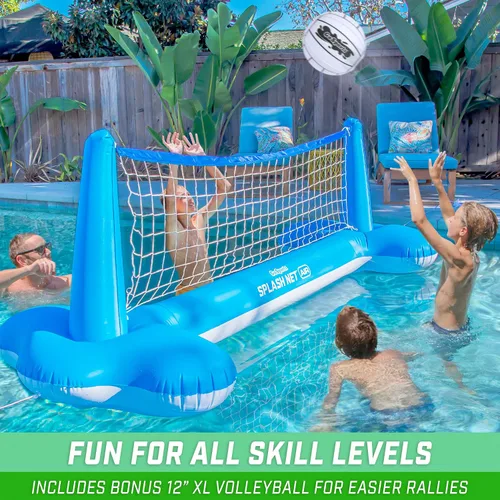Vista 3 de GoSports Splash Net Air, juego inflable de voleibol para piscina, incluye red flotante, pelotas de voleibol de agua y bomba de pelota