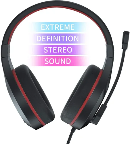Vista 3 de Anivia MH601 - Auriculares con micrófono LED con cable con micrófono de cancelación activa de ruido conector de audio estéreo de 0138in color rojo