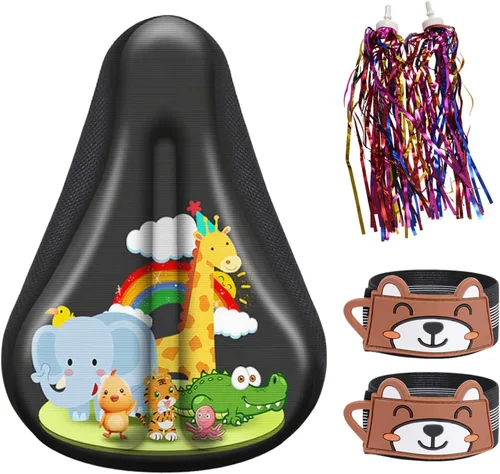 Vista 8 de Cojín de asiento de bicicleta para niños, funda de asiento de bicicleta para niños, cojín súper suave y cómodo, ajuste universal para bicicletas