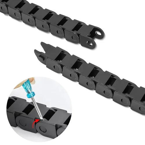 Vista 3 de 2 cables de cadena de arrastre de 39.4 pulgadas, cadena de cable R15 para fresadora CNC e impresora 3D, 2 pares adicionales de conectores finales, 1