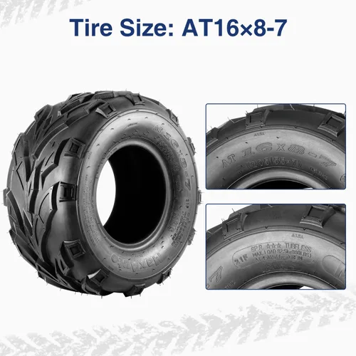 Vista 2 de MaxAuto Neumáticos ATV 16x8-7 16x8x7 Go Kart Quad Neumáticos 6 PR sin cámara todo terreno UTV, paquete de 2