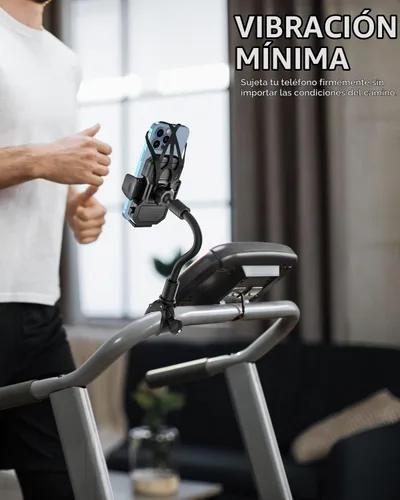 Vista 2 de Soporte de teléfono para bicicleta giratoria de cuello de cisne, clip para manubrio, soporte para teléfono celular para bicicleta de ejercicio