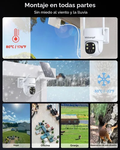 Vista 6 de Sistema de cámara de seguridad inalámbrica solar 2K para exteriores
