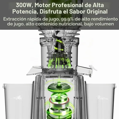 Vista 3 de Exprimidor de prensa en frío – Conducto de alimentación extra ancho de 5.8 pulgadas Máxima retención de nutrientes Exprimidor de masticación