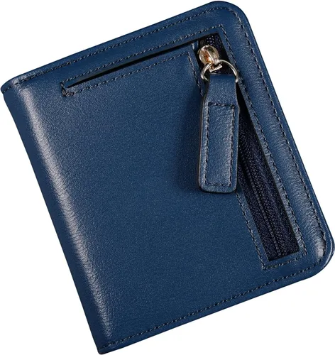 Vista 12 de Cartera pequeña para mujer, con bloqueo RFID, de cuero, plegable, compacta, tarjetero para mujer, con cremallera, bolsillo para monedas, ventana