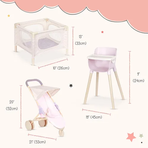 Vista 3 de LullaBaby Juego de guardería de muñecas de bebé con muñeca de 14 pulgadas