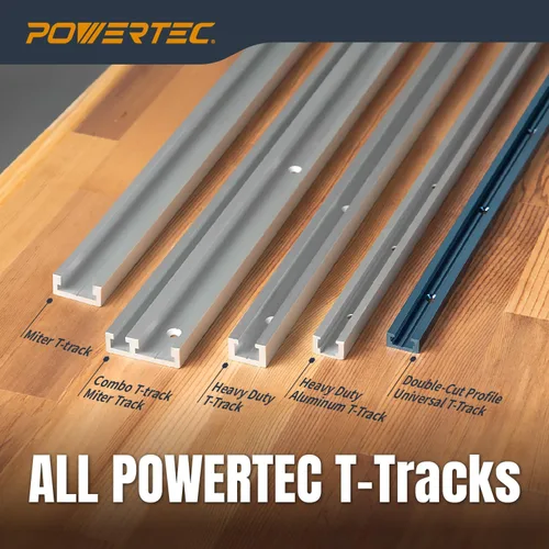 Vista 7 de POWERTEC Pista en T de inglete de 32 pulgadas con barra en T para sierra de mesa, mesa de enrutador, sierra de cinta, funciona con ranura en T