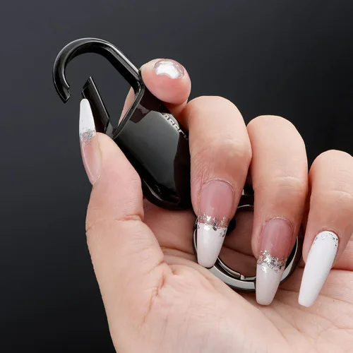 Vista 5 de Llaveros de coche, llaveros resistentes, accesorio para llaves de coche para hombres y mujeres, con elegante caja de metal Negro