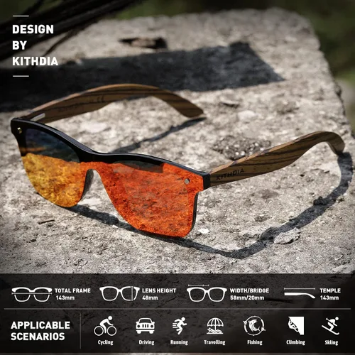 Vista 4 de Kithdia Zebra Gafas de sol de bambú de madera polarizadas para hombres y mujeres - Gafas de sol de madera S5029