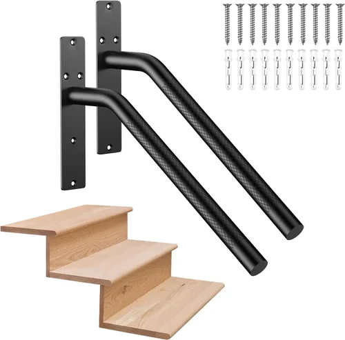 Vista 9 de Munzong - Barandillas blancas de 16 pulgadas para escaleras de 1 a 3 escalones, barandilla antideslizante de acero inoxidable SUS304 para escaleras