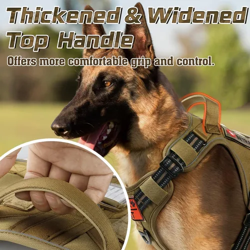 Vista 7 de rabbitgoo - Arnés táctico sin tirones para perros, estilo militar, con mango y sistema Molle, arnés para perros de fácil control, arnés reflectante