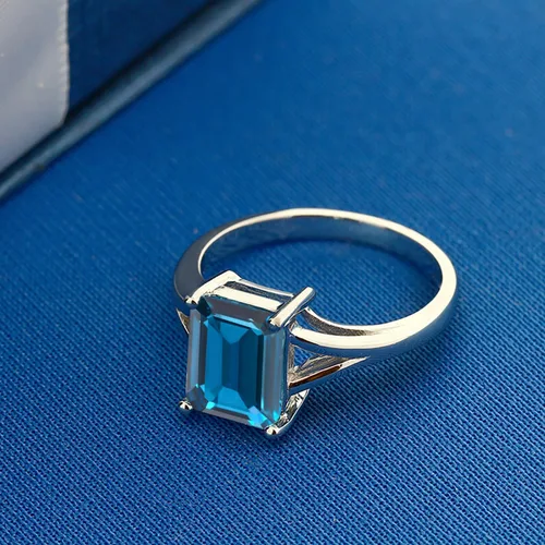 Vista 37 de Gem Stone King Anillo de compromiso solitario con diseño clásico de vástago dividido para mujer, plata de ley 925, piedra natal de piedra preciosa