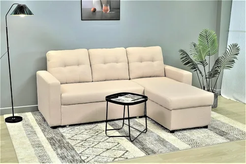 Vista 8 de Container Furniture Direct Sofá cama modular convertible en forma de L, muebles de apartamento elegantes, sofá extraíble de ahorro para espacios