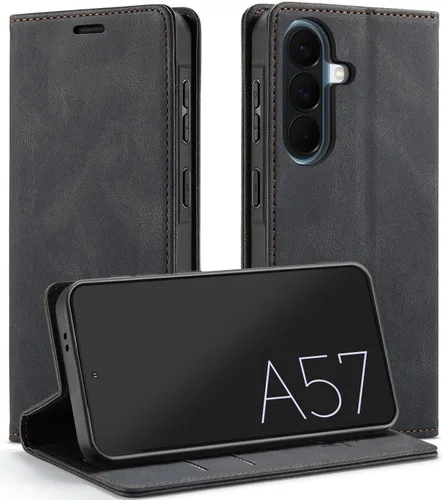 Vista 22 de Funda tipo cartera para Samsung Galaxy A52 5G con bloqueo RFID, color negro
