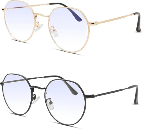 Vista 10 de Pro Acme Gafas redondas de moda Metal Clear Lens Frame Vintage Unisex Gafas 53MM