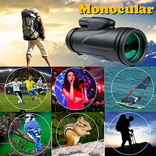 Vista 2 de Telescopio monocular de 12 x 50 con adaptador para teléfono inteligente y trípode, monocular para observación de aves, telescopio de observación