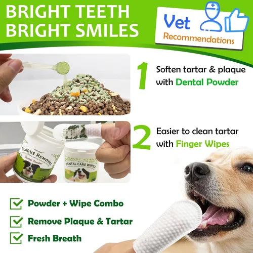 Vista 3 de Petstoral Toallitas de cuidado dental para perros y gatos, 50