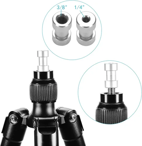 Vista 4 de Neewer® Adaptador convertidor de tornillo roscado de metal de 1/4" 3/8" para cámara DSLR, trípode, plataforma de hombro, soporte de luz, jaula