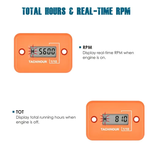 Vista 2 de Runleader - 2 medidores digitales de horas de tacón, horas TOT acumuladas, pantalla RPM en tiempo real, operación de batería para cortacésped ZTR