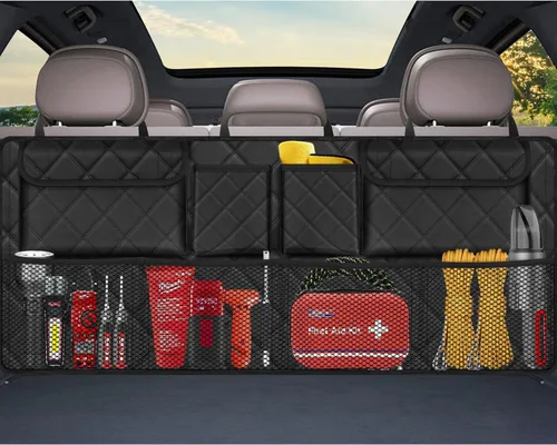 Vista 11 de Organizador de maletero Femuar, organizador de cajuela de gran capacidad (106,7*45,7 cm), bolsa de almacenamiento plegable para el coche con 8