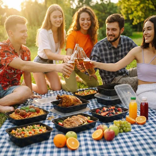 Vista 8 de Tiya Contenedores de preparación de comidas con tapas, paquete de 150 recipientes de plástico de 12 onzas sin BPA para almacenamiento de alimentos