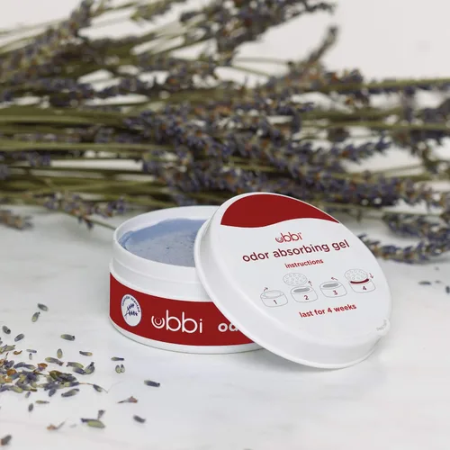 Vista 3 de Ubbi Gel eliminador absorbente de olores para mascotas, ambientador de aroma sólido a lavanda, suministro para 12 semanas