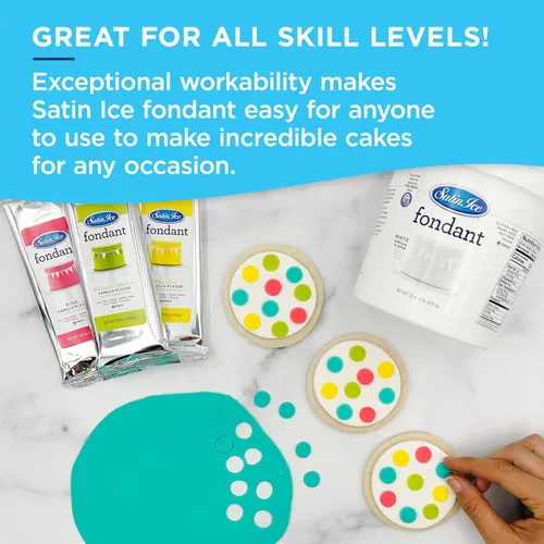 Vista 8 de Fondant de satén de Satin Ice para decorar pasteles, negro (4.4 onzas)