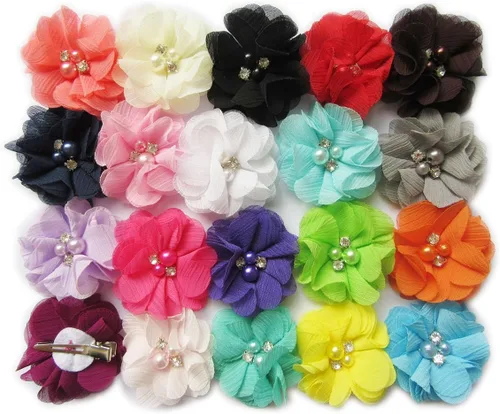 Vista 70 de YYCRAFT Paquete de 30 diademas de flores de gasa de 2 pulgadas, color rosa bebé