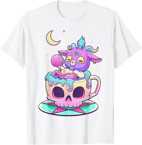 Vista 97 de Kawaii Pastel Goth Cute espeluznante Pentáculo Baphomet - Camiseta de cabra, Negro