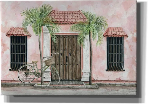 Vista 10 de Epic Graffiti Arte de pared en lienzo Giclée con texto en inglés "Palms And Bike" de Cindy Jacobs, 18 x 12 pulgadas