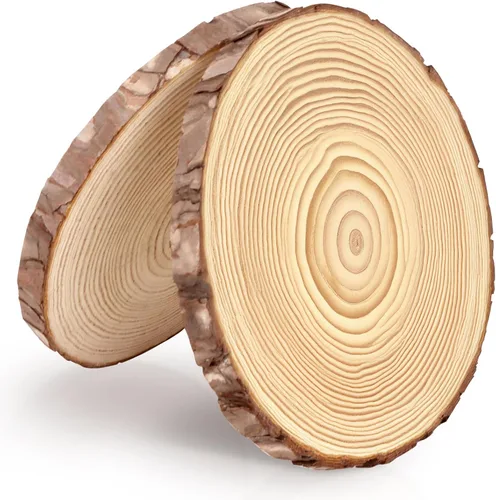 Vista 11 de FSWCCK Paquete de 6 rodajas de madera redondas naturales sin terminar, círculo de madera de 7-8 pulgadas, losas de madera grandes para centros