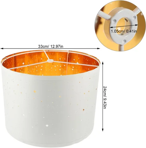 Vista 2 de BESTOYARD Pantalla de tambor de tela de 13 pulgadas para mesa, escritorio y lámparas colgantes, pantalla de luz extraíble con marco de hierro