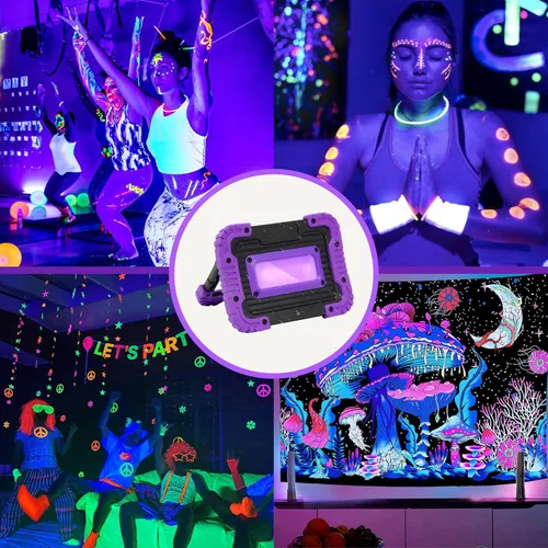 Vista 7 de Luz Negra Recargable, Luz Negra Alimentada por Batería, Luz Negra UV Inalámbrica de 395nm para Fiesta de Neón Brillante, Brilla en la Oscuridad