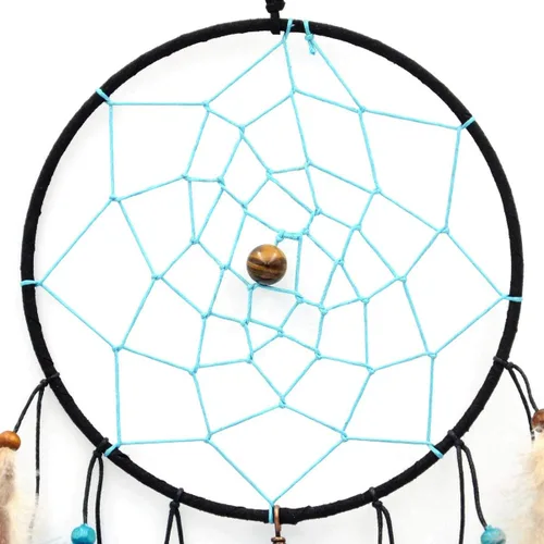 Vista 2 de Urdeoms Atrapasueños de árbol de la vida azul para dormitorio de adultos, bohemio, gran atrapasueños para niños y niñas, con adorno colgante de No.33