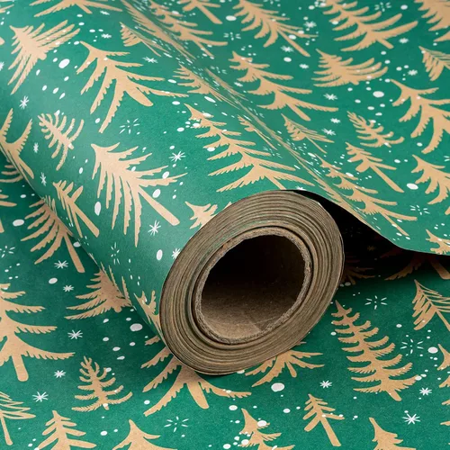 Vista 15 de RUSPEPA - Papel para envolver regalos de Navidad, rollo jumbo de papel kraft - Diseño de piña negra para envolver regalos navideños - 30 pulgadas x