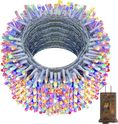 Vista 19 de KNONEW Guirnalda de luces de Navidad para interiores, 60 pies, 180 luces LED impermeables para exteriores, 8 modos de iluminación, función