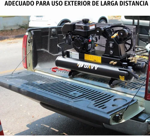 Vista 9 de Compresor de aire a gas de doble tanque de 9 galones, tanque de compresor de aire impulsado por gas de 6.5 HP 12CFM en ruedas, bomba de pistón