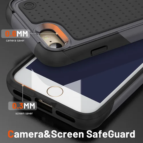 Vista 252 de Jeylly Funda para iPhone SE/Funda para iPhone 5S, Exterior de Plástico Duro que Absorbe Golpes + Interior de Silicona de Goma Defensor contra