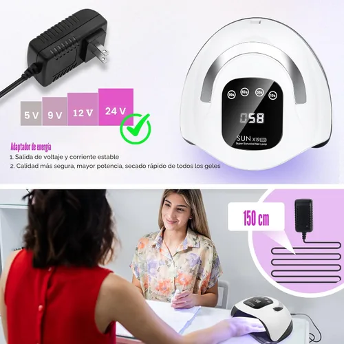Vista 5 de Wisdompark Lámpara de uñas LED UV de 320 W, secador de uñas para esmalte de gel con 72 cuentas de lámpara y sensor automático/4 ajustes