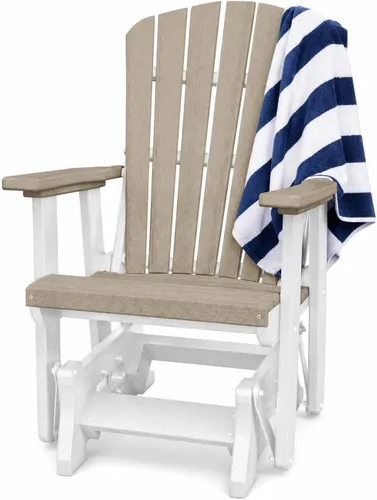 Vista 14 de DutchCrafters Slat Fan Back Poly Adirondack Glider Silla de patio al aire libre (negro y azul aruba)