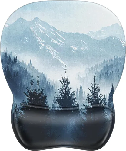 Vista 20 de MROCO - Alfombrilla ergonómica para mouse con reposamuñecas de gel, 9.4 x 8.1 pulgadas, color negro Ergonomic Shape Design for Pain Relief