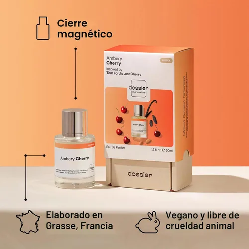 Vista 5 de Dossier - Ambery Cherry - Inspirado en Lost Cherry - Unisex EDP 1.7 fl oz (50ml) - Cherry Perfume - Ambery Cherry Eau de Parfum Unisex - Top